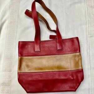 1990's vintage Medium Coach Tote in Red and Tan - EUC